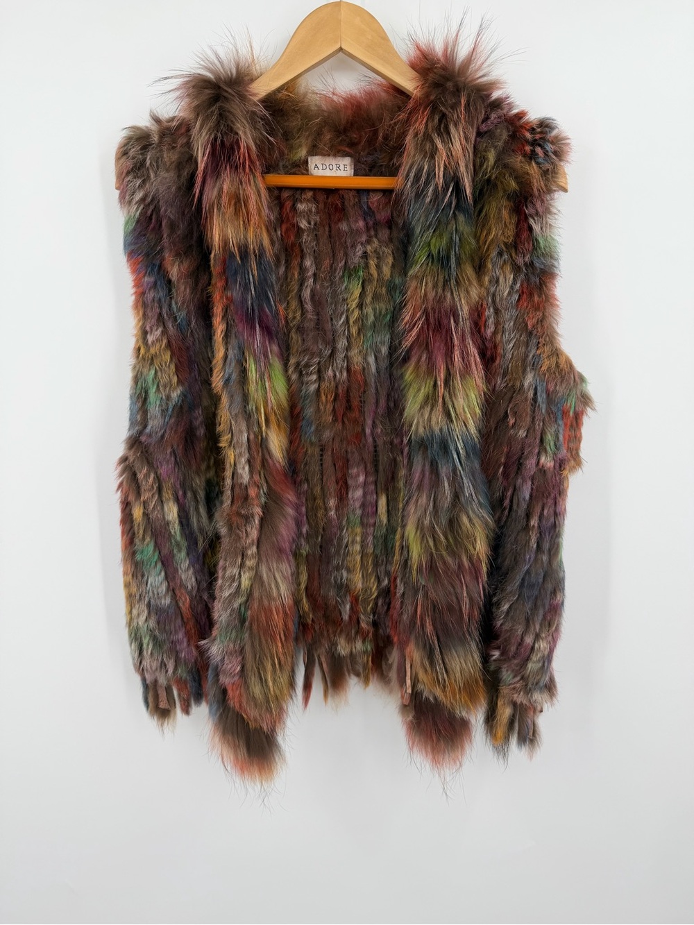 Adore Real Fur Vest Multicolor Boho Festival Luxe XL